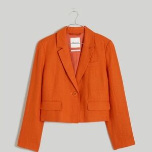 Madewell Vibrant linen cropped Orange Blazer